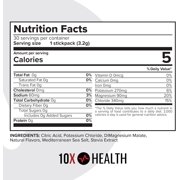 10X Health Electrolytes Powder Drink Mix Lemon Lime – Sugar-Free, Non-GMO Hydration Packets with Potassium, Magnesium & Sea Salt – 30 Stickpacks