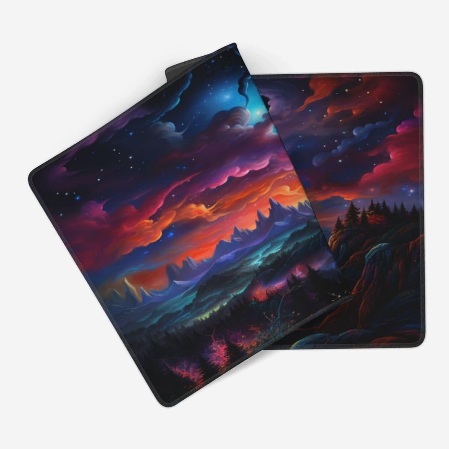 Large Extended Gaming Mouse Pad with Stitched Edges, Starry Sky Non-Slip Waterproof Rubber Base Desk Pad for Office, Computer, Keyboard, 35.4" x 15.7"