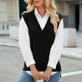 thumbnail image 5 of Womens Vests Sweaters Fashion Casual Slim Vest Pullover Blouses V Neck Sleeveless Waistcoat Knitted Sweater Tops New Fall Winter Clothes, 5 of 6