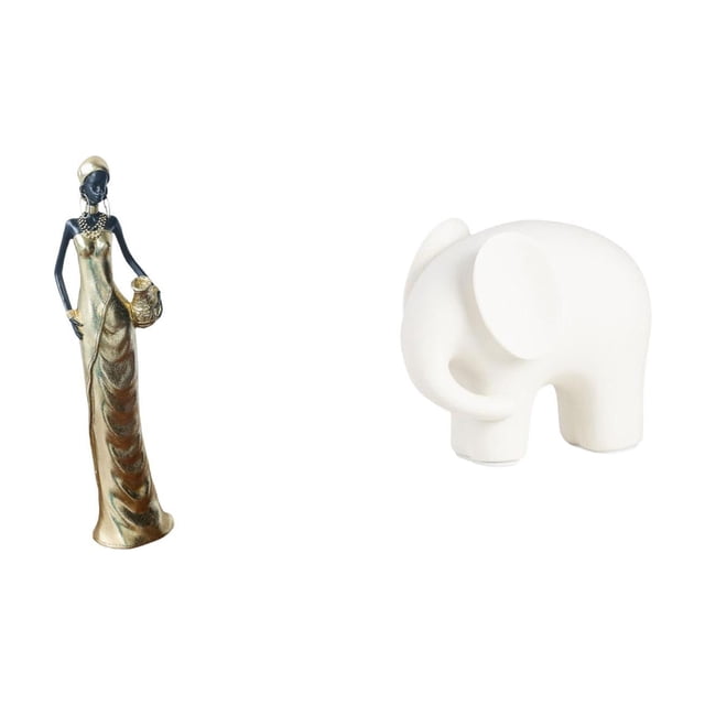 Figura coleccionable de para escritorio, estatua de resina y cerámica, pieza de arte tribal femenino con líneas elegantes, ideal par