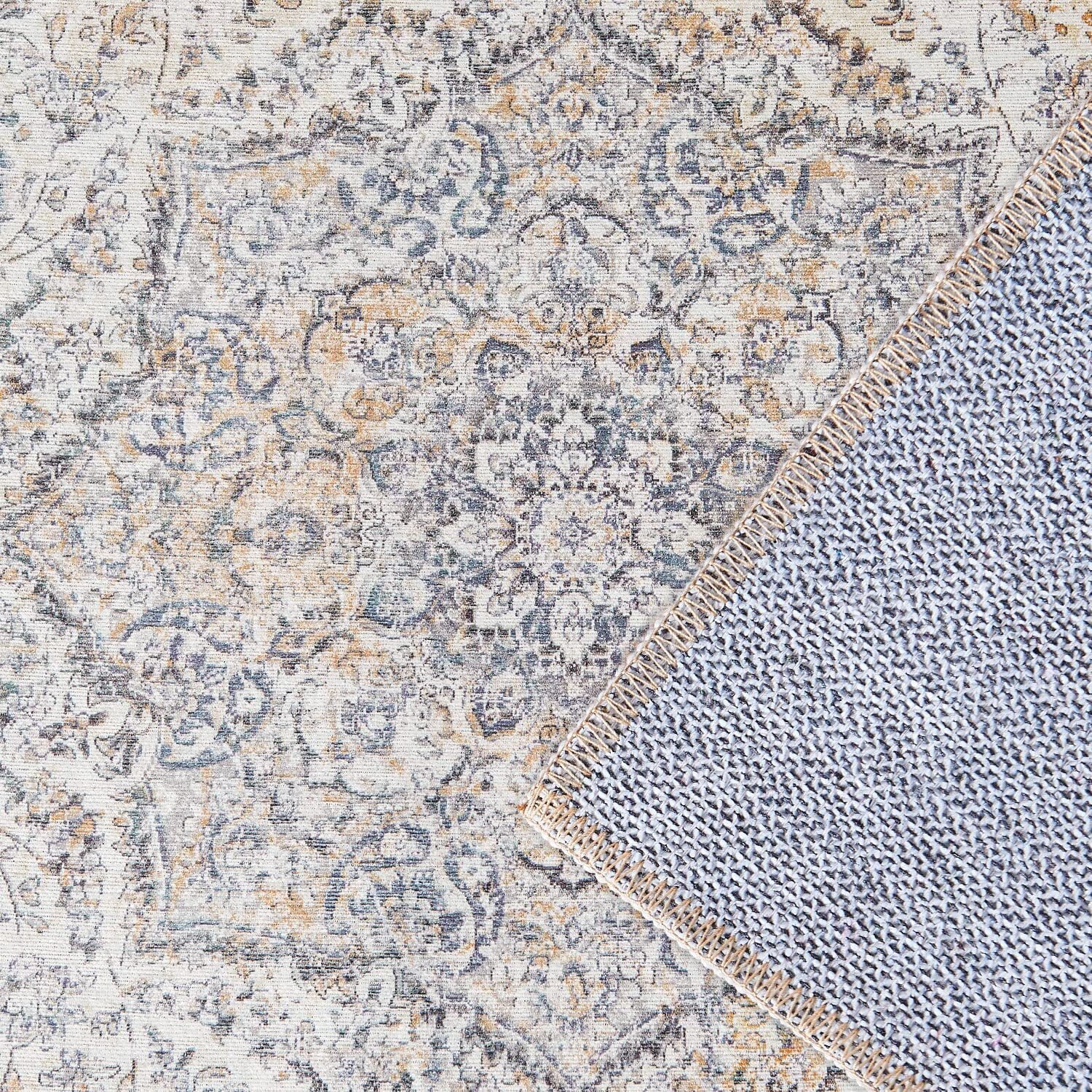 RUGKING Area Rug 2x3 Christmas Door Mat Taupe Rug Floral Printed Distressed Carpet Vintage Traditional Indoor Thin Rug for Entrance Bedroom Living Room