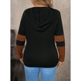 thumbnail image 2 of SIEANE Women's Plus-Size Casual Street Style V-Neck Long Sleeve Fall Matching Ribbed Knit Hooded Top 1X-4X, 2 of 7