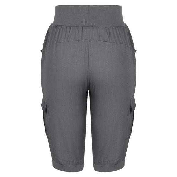 Women's Sweatpants Cotton Linen Capri Pants Cropped Jogger Running Pants  Lounge Loose Fit Capris Trousers with Pockets 