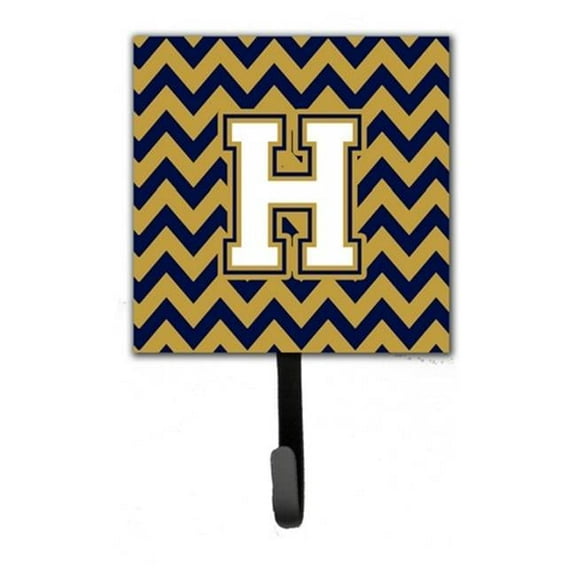 Letter H Chevron Navy Blue & Gold Leash or Key Holder