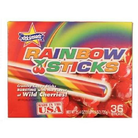 Product Of Atkinsons, Rainbow Sticks Box Wild Cherries, Count 36 - Sugar Candy / Grab Varieties &