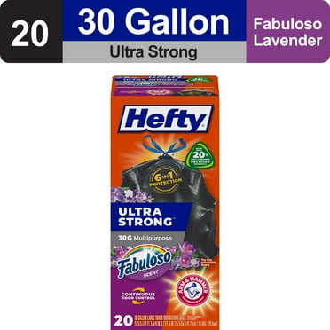 Hefty Ultra Strong 30 gallon Trash Bags, Black Large Trash Bags, Fabuloso Scent, 20 Bags
