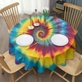 thumbnail image 3 of Colorful Rainbow Tie Dye Spiral Pattern Round Tablecloth 60"x60",Wrinkle Wipeable Table Cloth for Kitchen Dining Room Picnic Patio Party, 3 of 6