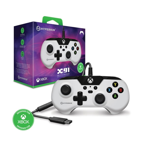 Hyperkin X91 Manette Filaire pour Xbox Series X / S/Xbox One/Windows 10/11 - sous Licence Officielle Xbox (Blanc)
