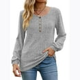 thumbnail image 4 of gakvbuo Fall Sweaters for Women Women Long Sleeve Henley Tops Pullover with Buttons Down Knitted Sweaters Fall Tunic Blouse Warm Pullover Sweater, 4 of 7