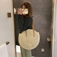 thumbnail image 3 of Honeeladyy Clearance under 10$ Women's Fashion Retro Woven Shoulder Bag Floral Handbag Woven Bag Beach Bag, 3 of 8