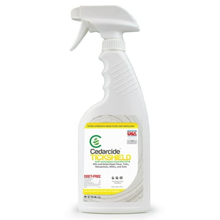 Tick Bite - Cedarcide Tickshield with Lemongrass Biting Insect Spray (Pint) Kills and Repels Fleas, Ticks, Ants, Mites, and Mosquitoes