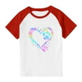 thumbnail image 4 of hengsof Children and Girls Clothing Love Printed Short Sleeve Round Neck Tops Color Block Tops, 4 of 8