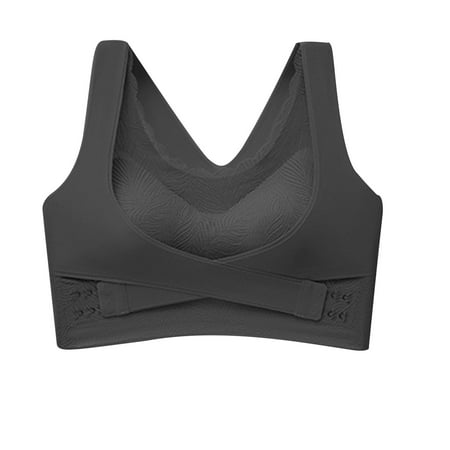 Clearance Comfortable Bras for Women Lightly Lined Bra Feature V-Neck Demi & Balconette Bra Style W-938 Hook and Eye Closure Lace Push Up Bra Black XXL