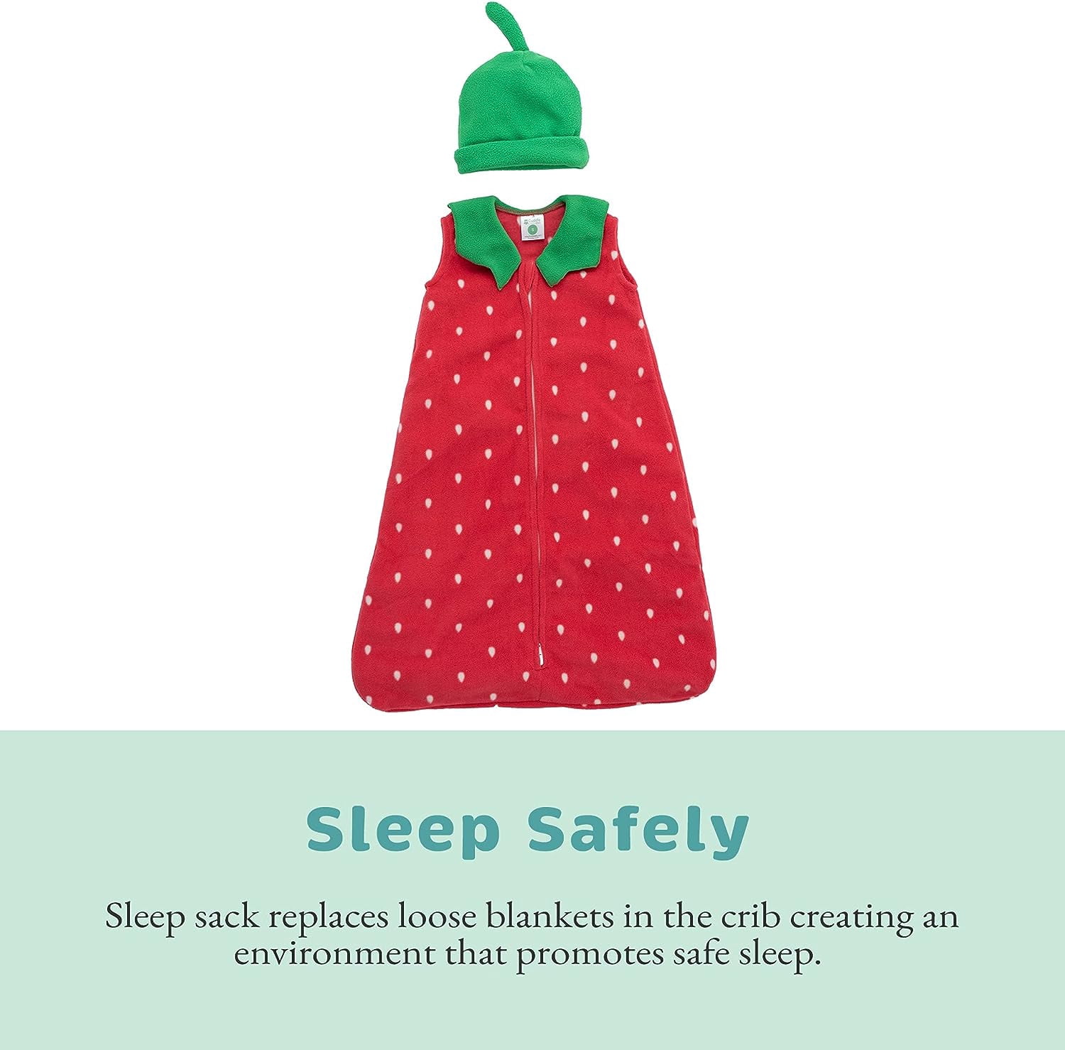 Cuddle Club Fleece Sleep Sack Swaddle Blanket Baby Sleeping Bag, Strawberry Medium