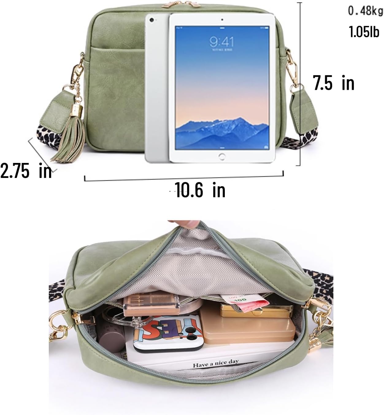 JennyShop Hot Sale PU Leather Shoulder Bag with Leopard Print Wide Adjustable Strap Cross Body Purse Handbags, Crossbody Bags For Women