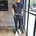 thumbnail image 4 of Camiseta ajustada elástica lisa para hombre, ropa elegante gris para hombre, conjuntos de pantalones casuales, camiseta fresca sin logotipo, ropa deportiva básica estética Kpop, 4 of 4