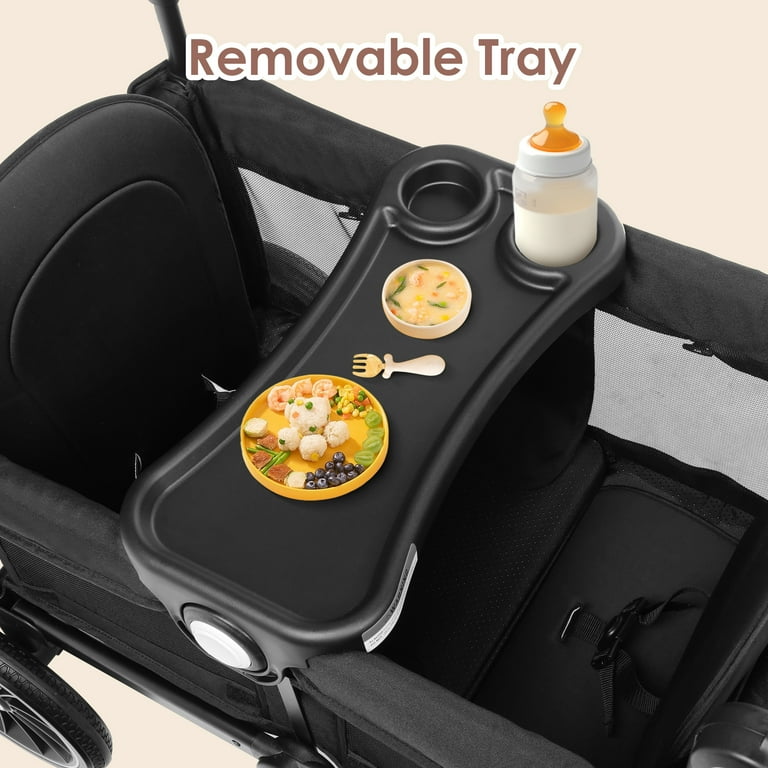 AILEEKISS Collapsible Wagon Stroller for 2 Toddlers, 3-Point