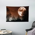 thumbnail image 1 of Moon Tapestry, Abstract Color Scheme with Forest Detailed Full Moon Nature Image Scenic Landscape, Wall Hanging for Bedroom Living Room Dorm Decor, 60W X 40L Inches, Redwood Black, by Ambesonne, 1 of 2
