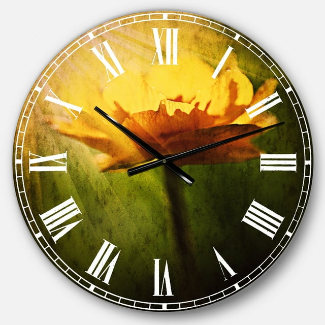 DesignArt Large Yellow Flower in Spotlight Large Wall Clock