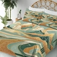 thumbnail image 3 of Ambesonne Mid Century Modern Boho Fitted & Top Sheet Set with Shams, Landscape, Amber Teal Burnt Orange, 3 of 5