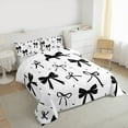 thumbnail image 3 of Manfei Girls Black Ribbon Bedding Comforter Set, Cartoon Bowknot Bow-tie Twin Comforter Sets, Princess Bow Style Reversible Bedding Set, Super Cozy Room Decor, 2-Piece, 3 of 8