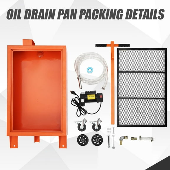 Amkui 15/20 Gallon Oil Drain Pan Low Profile Electric Oil Drain Change Pan with 110V Pump,8 ft Hose,Folding Handle Rolling Oil Drain Cart for Truck RVs Bus