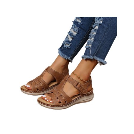 

YCCOTO Womens Summer Open Toe Sandals Comfy Ankle Strap Hollow Platform Summer Outdoor Walking Shoes