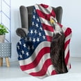 thumbnail image 4 of Eagle Soft Flannel Fleece Throw Blanket, American Flag a Avian Animal USA Theme Image Print Old Glory Background and Bird, Cozy Plush for Indoor and Outdoor Use, 50" x 60", Multicolor, by Ambesonne, 4 of 5