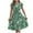 Green, variant on Lolmot Dresses for Women, Womens Summer Elegant Printed Short Sleeve Waistband Large Hem Pleated Dress