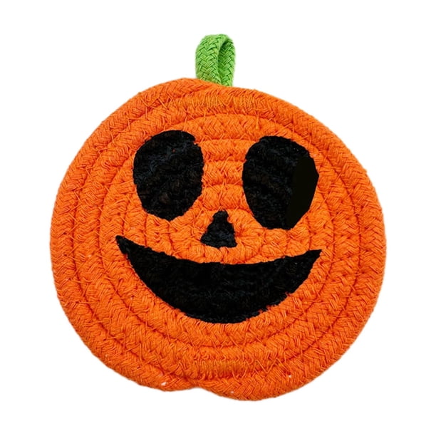 Manteles individuales de cuerda tejida a mano para Halloween, para proteger el escritorio, decoración para fiesta temática de Acción de Gracias y Halloween.