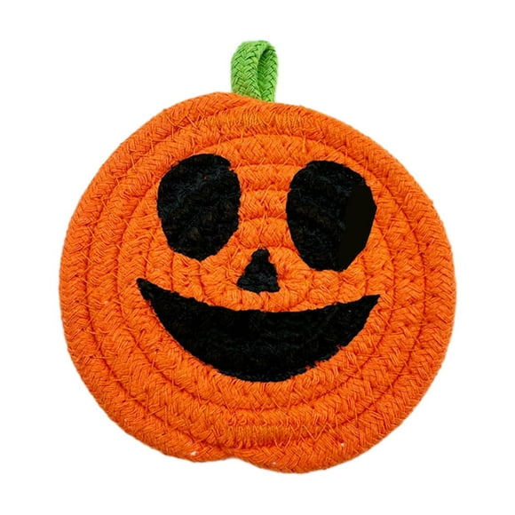 Halloween Party Decorations,Hand Woven Pumpkin Cotton Rope Coaster Set - Halloween Thanksgiving Theme Desktop Protection