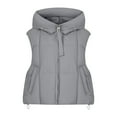 thumbnail image 4 of Hvyesh Cropped Puffer Vest Women Lightweight Quilted Stand Collar Sleeveless Jackets Fall Winter Zip Up Padded Coat with Hood Gray M, 4 of 6