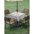 thumbnail image 3 of Outdoor Tablecloth with Umbrella Hole and Zipper, Gnomes Easter Square Table Cloth 60x60 Inch Waterproof Tablecloth, Colorful Spring Floral Weeping Eggs Wooden Picnic Table Cover for Patio Camping, 3 of 7