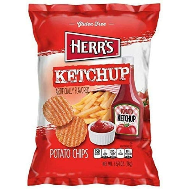Herr's Potato Chips, Ketchup Flavored, 2.75 Oz/78 Gram. (Pack Of 3