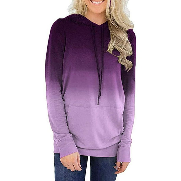 DYMADE DYMADE Women's Sporty Hoodies Ombre Casual Sweatshirts