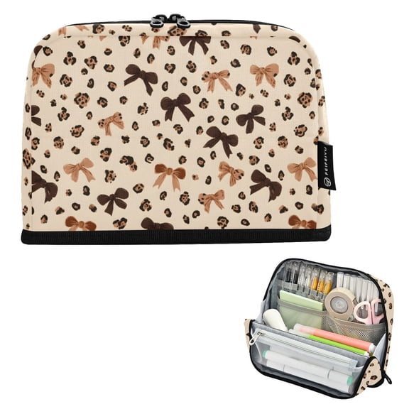 ALAZA Leopard Bows Pencil Case Pen Pouch Bag Large Capacity Organizer