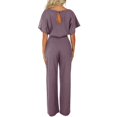 thumbnail image 6 of Riforla Women's Fashion Solid Color Lace up Button Short Sleeved Jumpsuit Jumpsuits for Women Purple L, 6 of 6