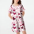 thumbnail image 2 of Abtuhar Girls 3 to 12 Years Summer Short Sleeve Round Neck All Over Print Loose Night Dress for Indoor Rest, 2 of 4
