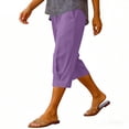 thumbnail image 5 of TQWQT Linen Capri Pants for Women Drawstring Palazzo Trousers Wide Leg Elastic Waist Trendy Summer Ladies Lounge Pants Dressy Casual Drawstring Capris with Pockets Purple L, 5 of 9