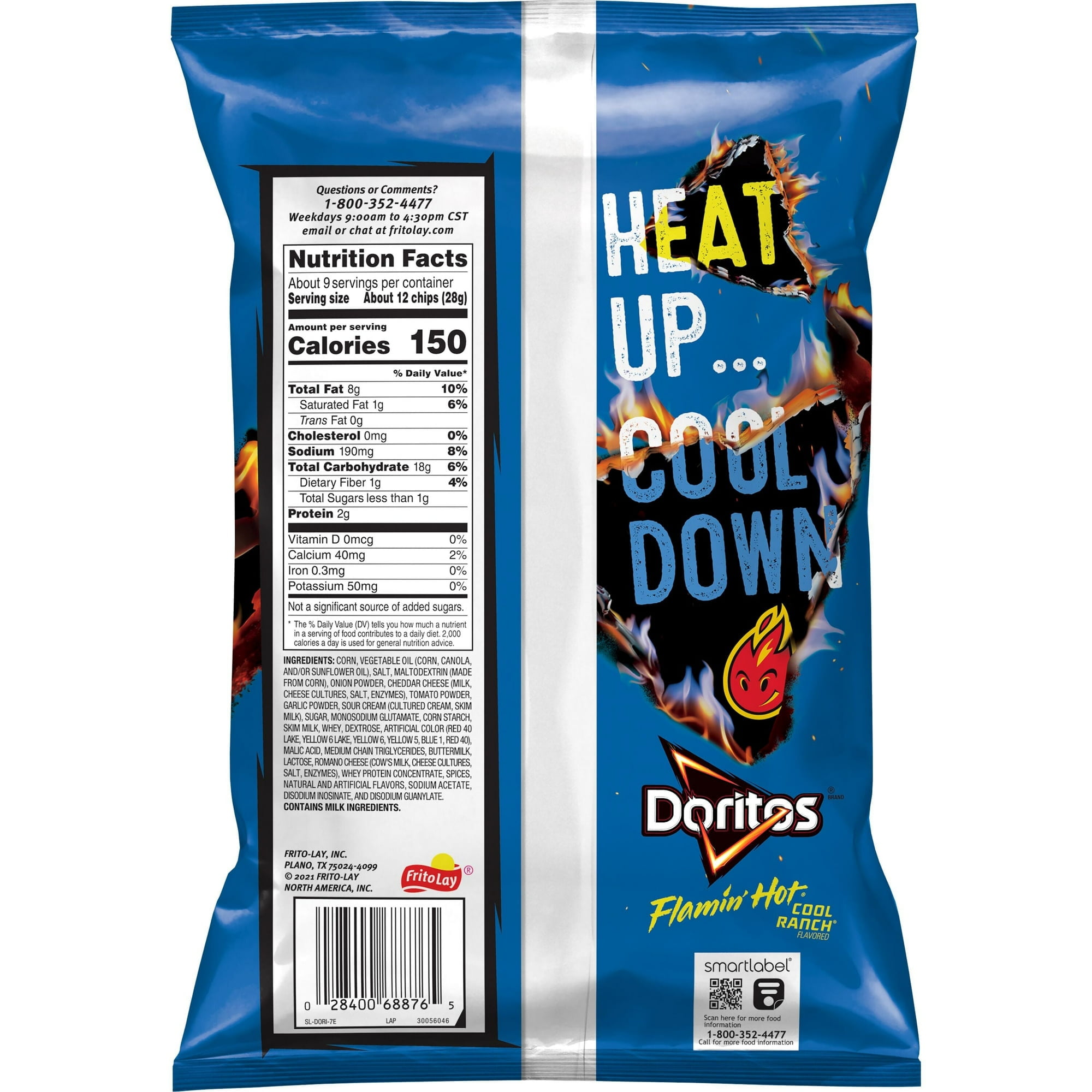 Doritos Flamin' Hot Cool Ranch Flavored Tortilla Chips, 9.25 oz Bag(pack of 4)