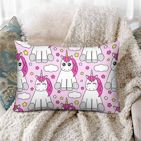 Gckg Cute Childish Seamless Pattern Cartoon Magic Unicorn Pillow
