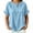 03-Blue, variant on Yutgune Women's Summer Cotton Linen Henley Ruffle Cuff Blouse Loose Solid Color Tops Casual Summer Clothes