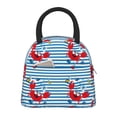 thumbnail image 1 of Balery Red Funny Crab on Blue Stripe Bolsa de Almuerzo para Mujeres, Caja de Almuerzo, Bolsa de Almuerzo Pequeña Impermeable, Tote de Almuerzo Reutilizable con Gran Capacidad, 1 of 6
