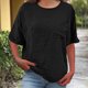 thumbnail image 2 of TaTaai Linen Style Short Sleeve Shirt, Women's Casual Top with Pocket Detail, Slit Hem Design for Spring Summer Wear Gift, 2 of 9