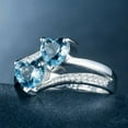 thumbnail image 4 of Lakshya Jewel LLC Women's Wedding Band Ring Heart Cut Blue Cubic Zirconia 14K White Gold Plated Silver, 4 of 5