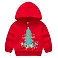 thumbnail image 2 of YanQiao Baby Boys Girls Hoodie Christmas Print Pullover Kids Warm Sweatshirt Sweater For Children 5-6 Years Red, 2 of 3