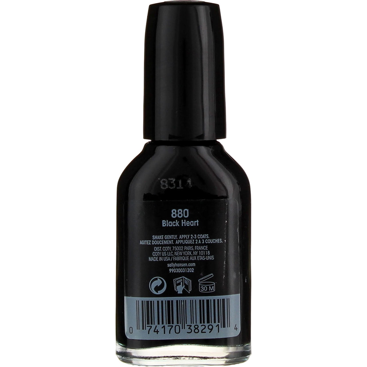 (3 pack) Sally Hansen Hard As Nails Nail Color, Black Heart, 0.45 oz