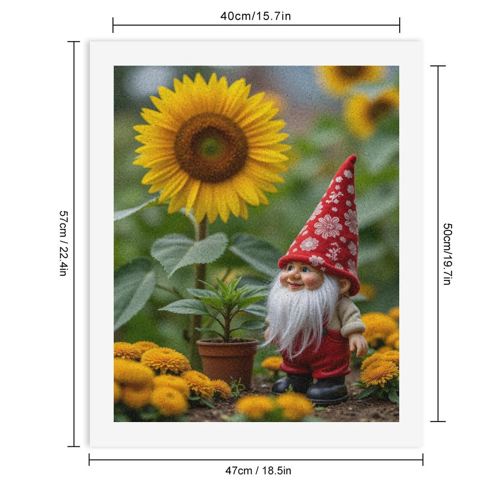 Paint By Numbers Kit for Adults Beginner - DIY Gnome Sunflower Garden Charm Canvas Painting Kits for Adults, Frameless Paint By Number for Adults for Home Wall Decor 16x20 Inch