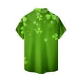 thumbnail image 3 of WREESH Men's Button Down Shirt Casual St. Patrick's Day Shirt Shamrocks Print Beach Shirt Turndown Short Sleeve Shirt Green, 3 of 3