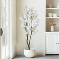 thumbnail image 3 of Árbol Sintético de Flor de Cerezo Blanco – 6.5 Pies (78 pulgadas) de Altura, Estilo Japonés, en Maceta, Decoración Realista Hecha a Mano, Planta Artificial Natural, 3 of 6